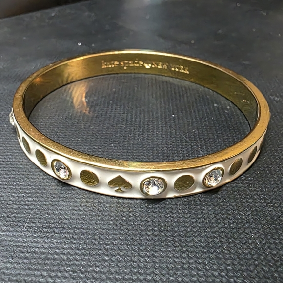 Kate Spade New York Gold Spade Enamel Crystal Bangle Bracelet - Picture 5 of 6
